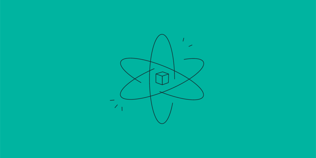 greenish blue cube illustration with energy around it