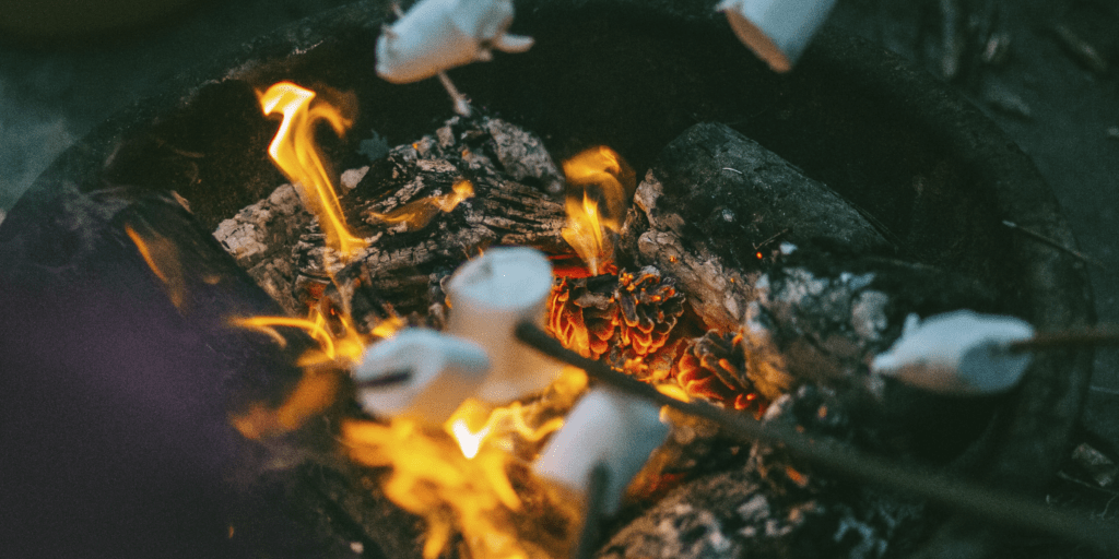 photo of marshmallows being roasted on fire