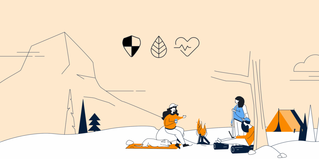 illustration of women camping together